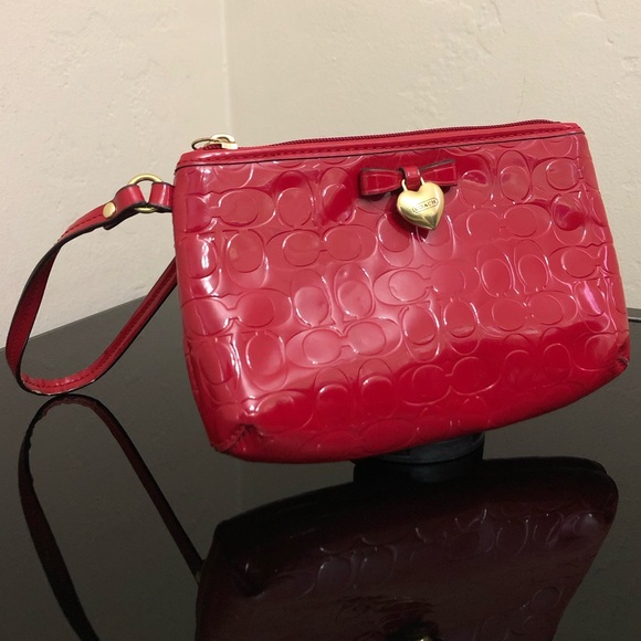 Coach Charm Red Patent Wristlet - Picture 1 of 9